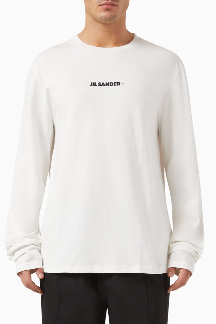 

Logo Long-sleeve T-shirt in Cotton-jersey, White