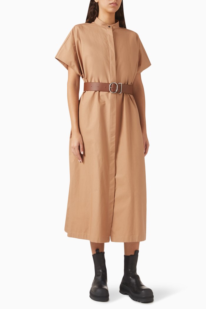 

Belted Dress in Organic Cotton, Brown
