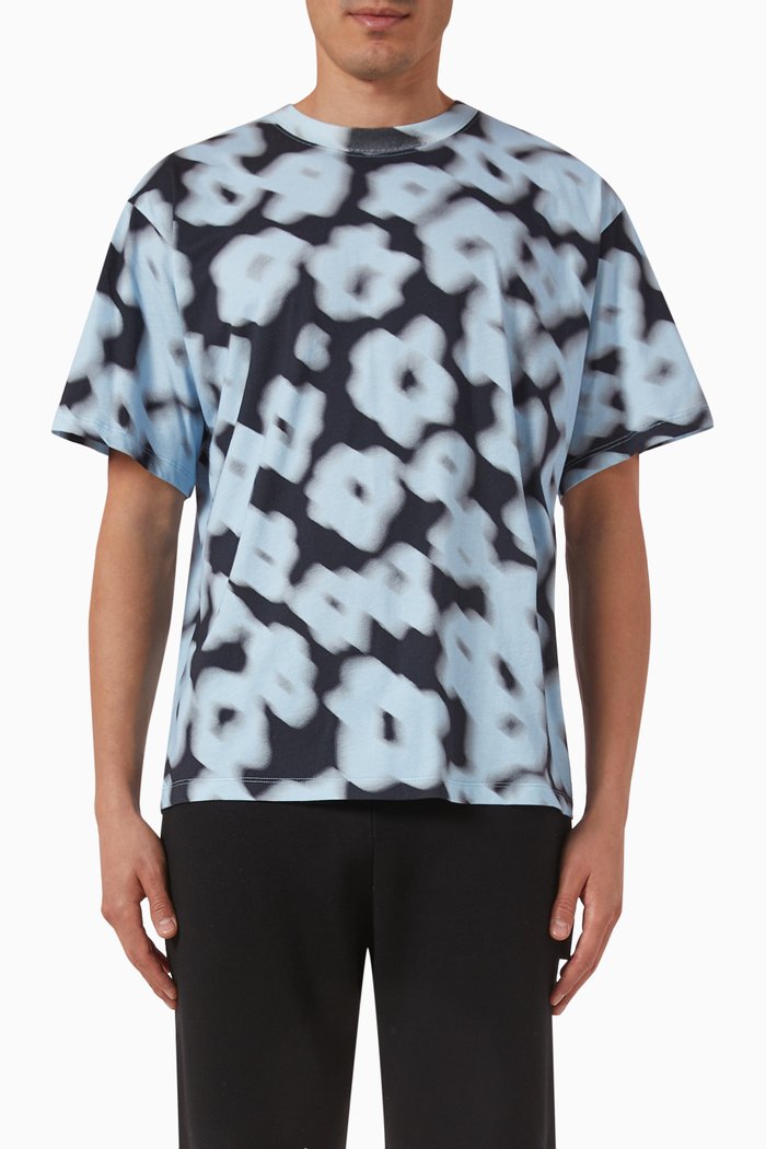 

Blurry Floral T-shirt in Cotton, Blue