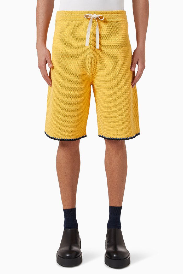 

Knitted Drawstring Shorts in Cotton, Yellow