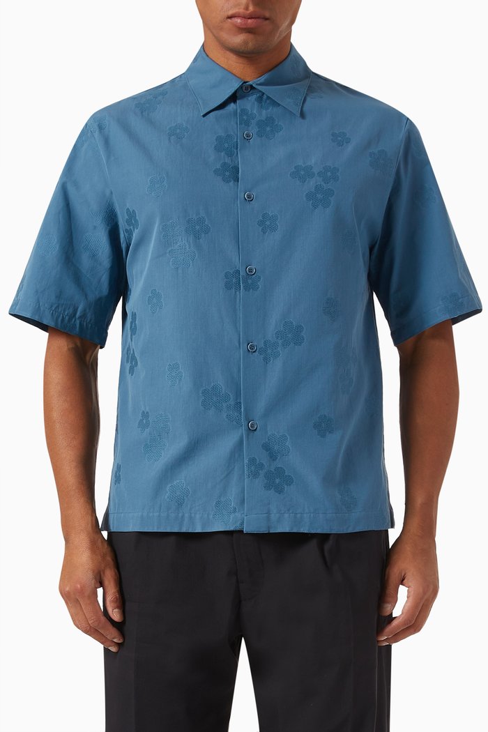 

Floral Shirt in Jacquard, Blue