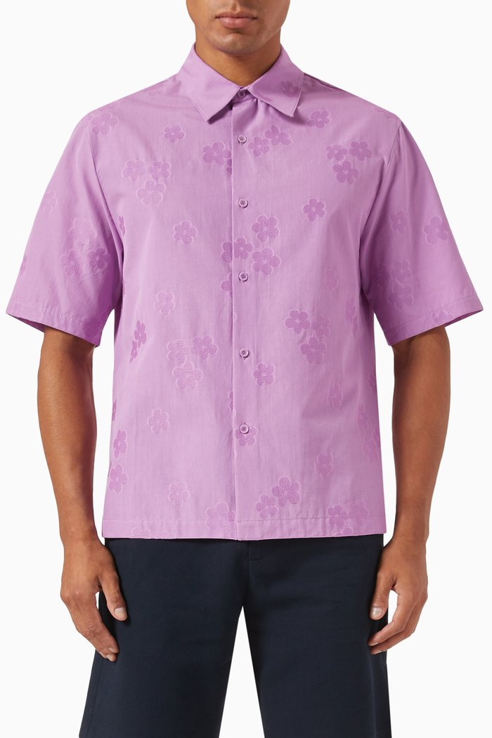 

Floral Shirt in Jacquard, Pink