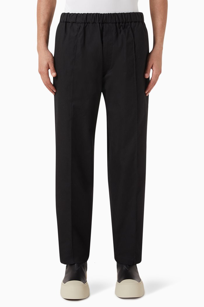 

Drawstring Pants in Cotton Shirting, Black