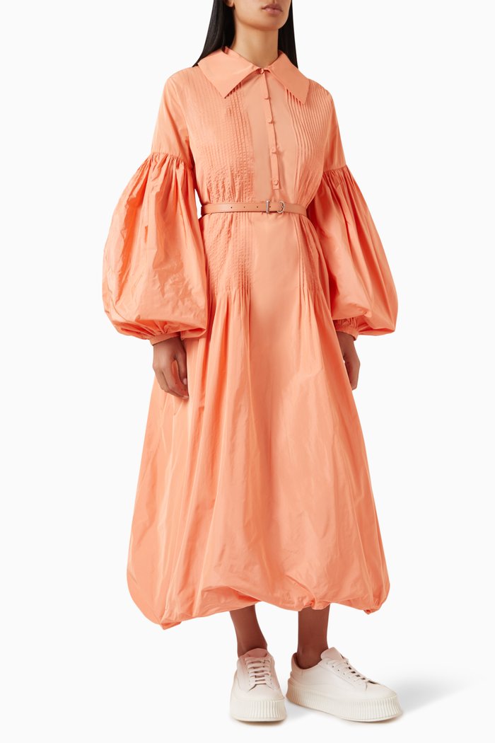 Pintuck Midi Dress, Orange