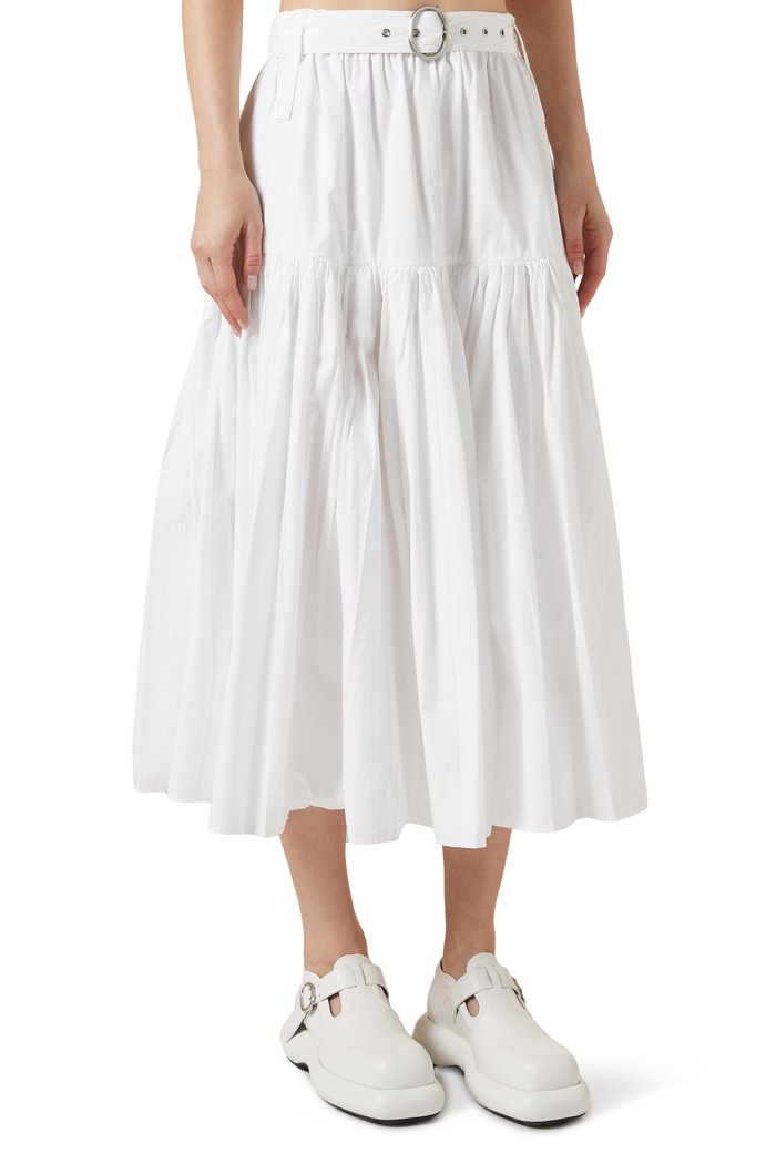 

Belted Skirt in Organic Cotton, White