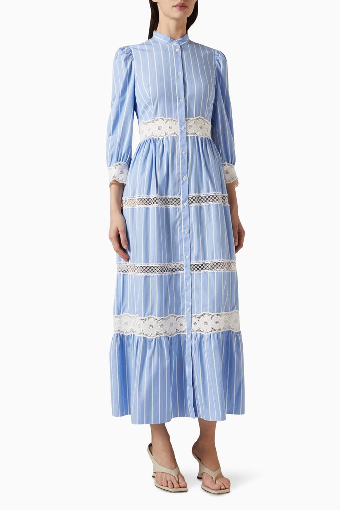 

Striped Maxi Dress in Cotton, Multicolour