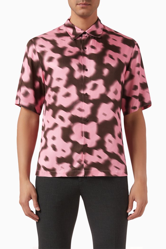 

Printed Oversized Shirt in Viscose, Pink