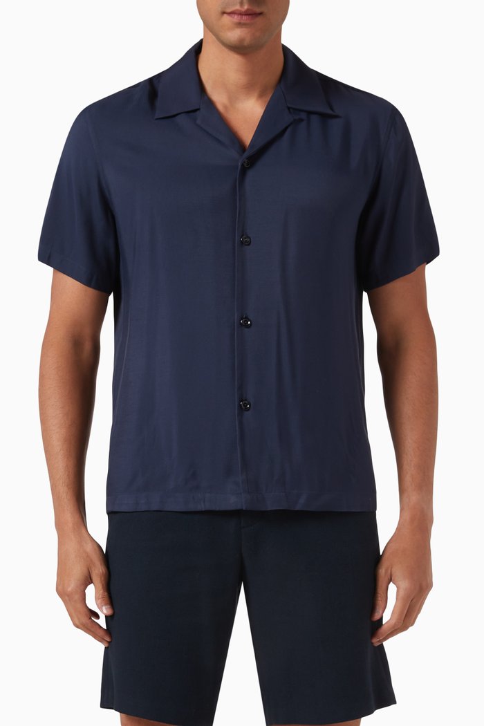 Requin Button-up Shirt in Viscose, Blue