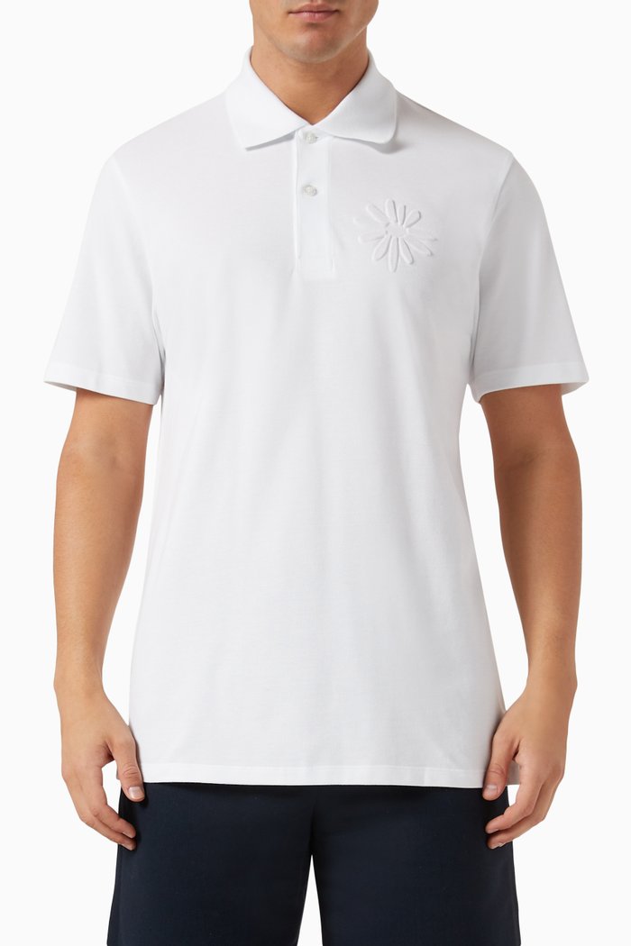 

Flower Polo Shirt in Cotton Piqué, White