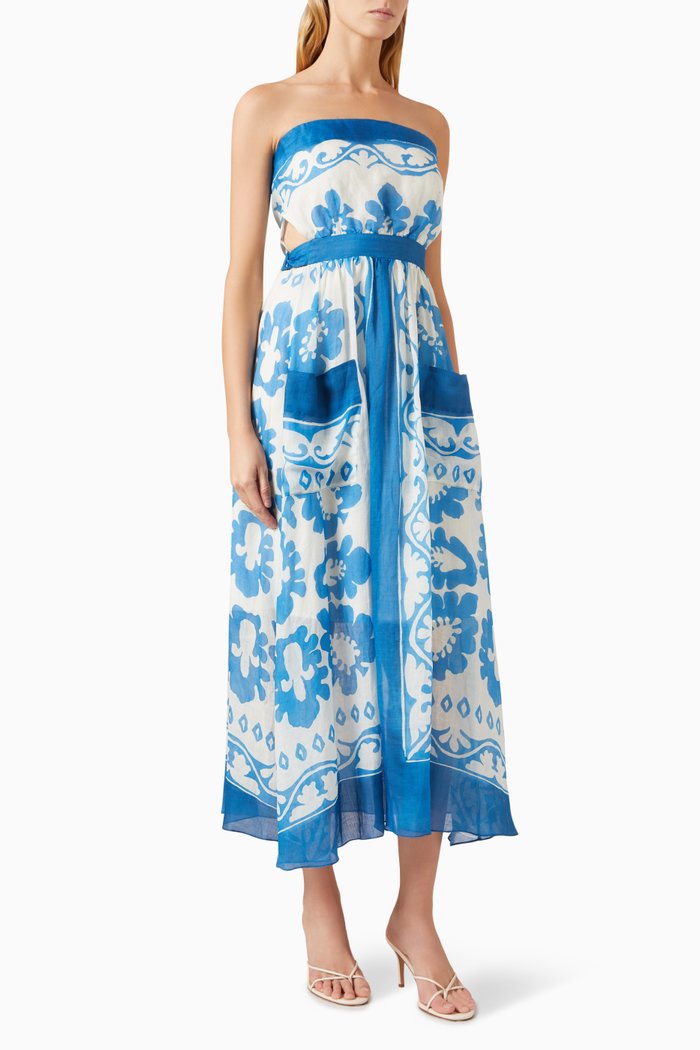 

Floral-print Midi Dress in Ramie, Multicolour