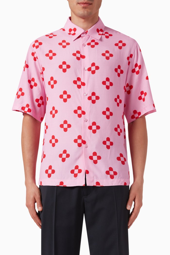 

Rounded Cross Shirt in Viscose, Pink