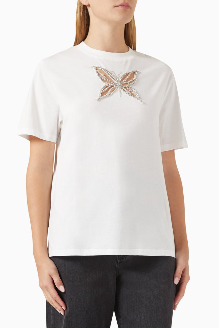 

Tillon Crystal-embellished T-shirt in Jersey, White