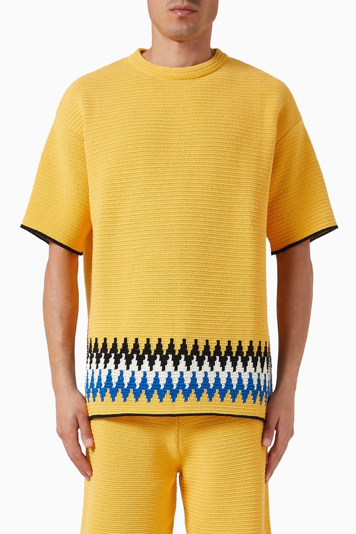 

Rick-rack Stitch T-shirt in Recycled Cotton-knit, Yellow