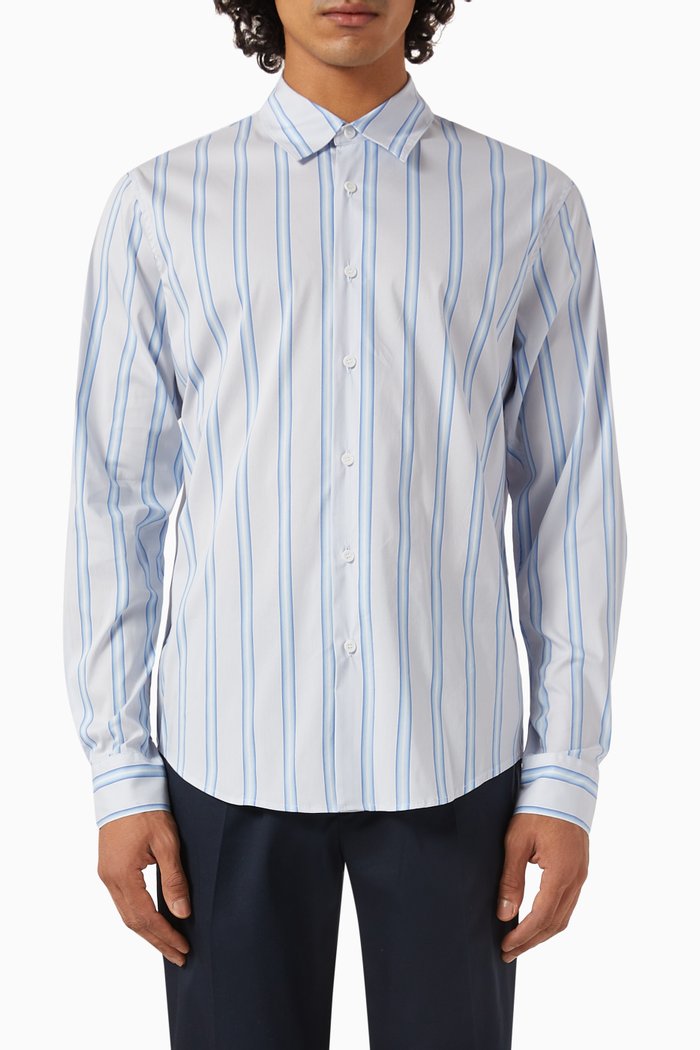 

Striped Shirt in Cotton-blend, Blue
