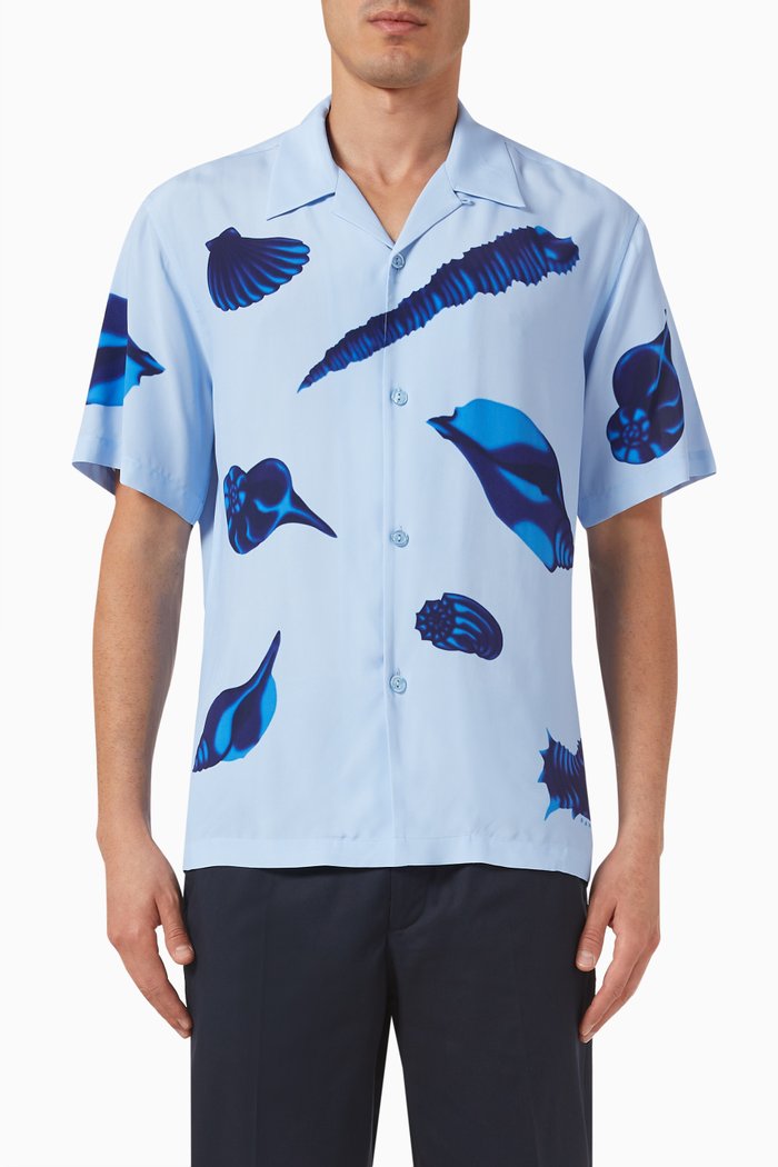 

Shells Print Shirt in Viscose, Blue