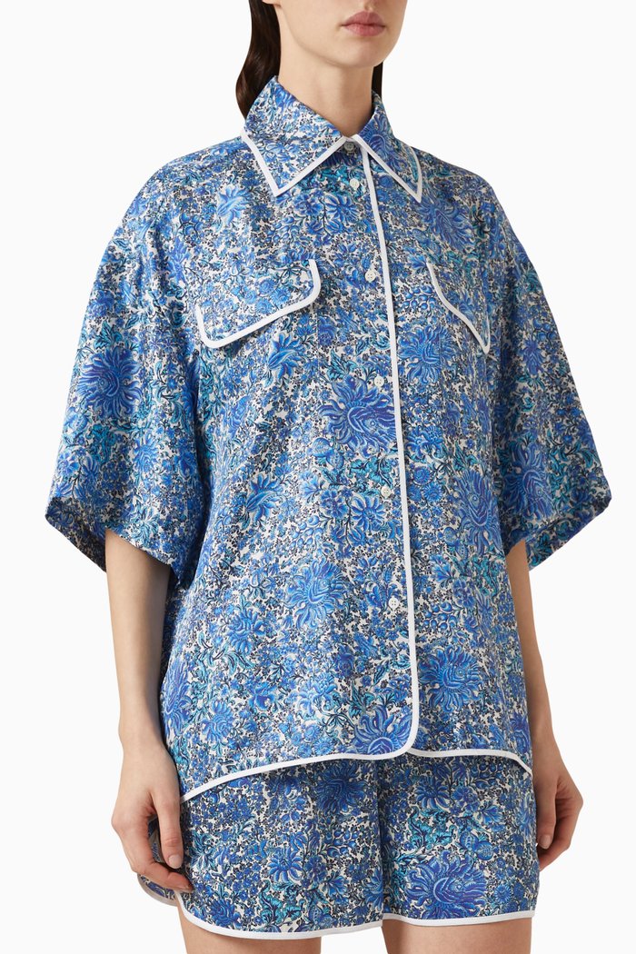 

Anja Floral-print Shirt in Silk, Multicolour