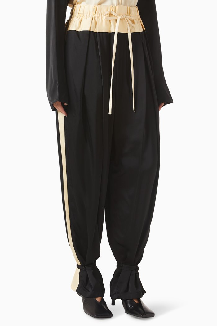 

Side-stripe Fluid Pants, Black