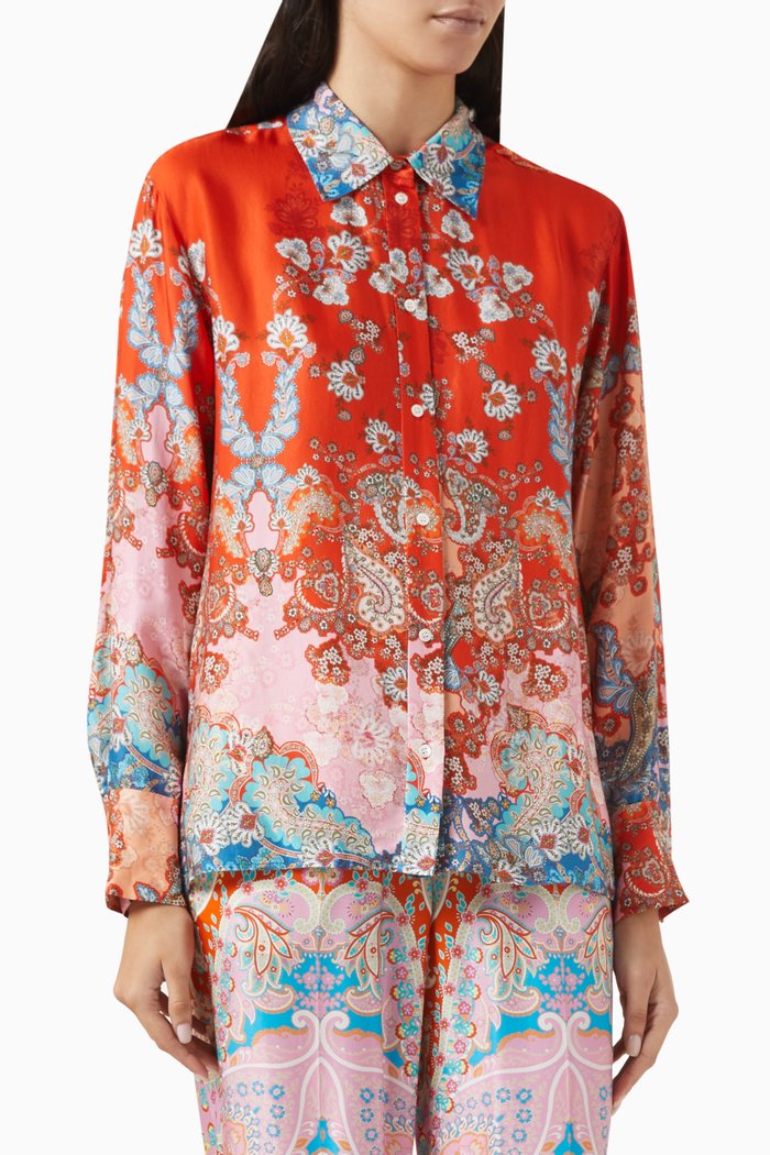 

Avane Printed Shirt in Viscose-satin, Multicolour