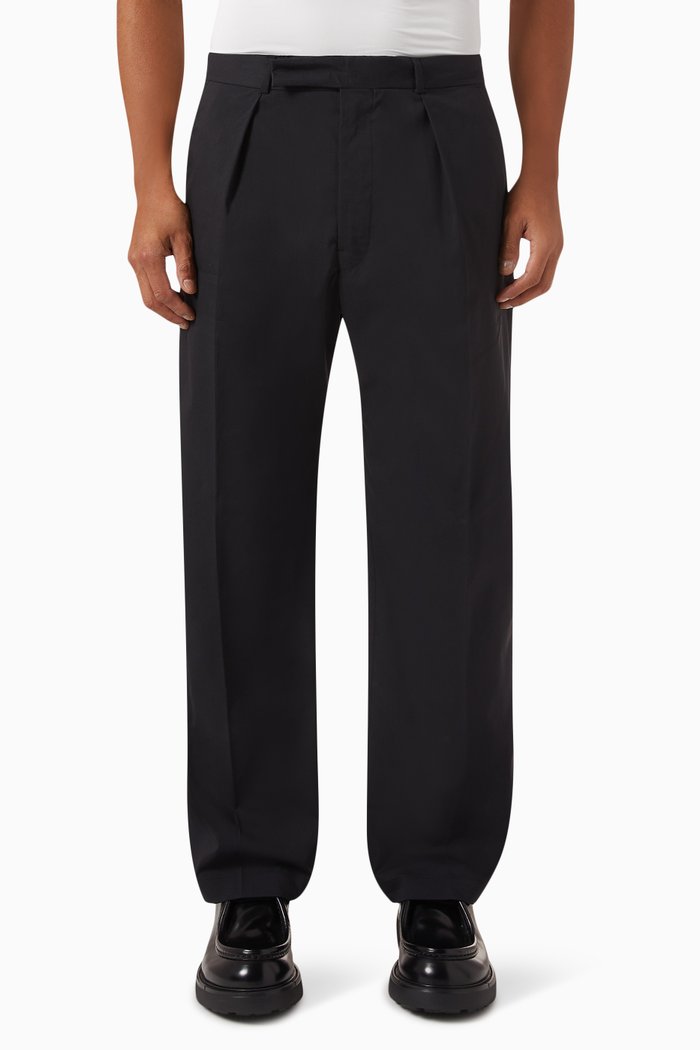 

Straight-leg Pants in Cotton Blend, Black