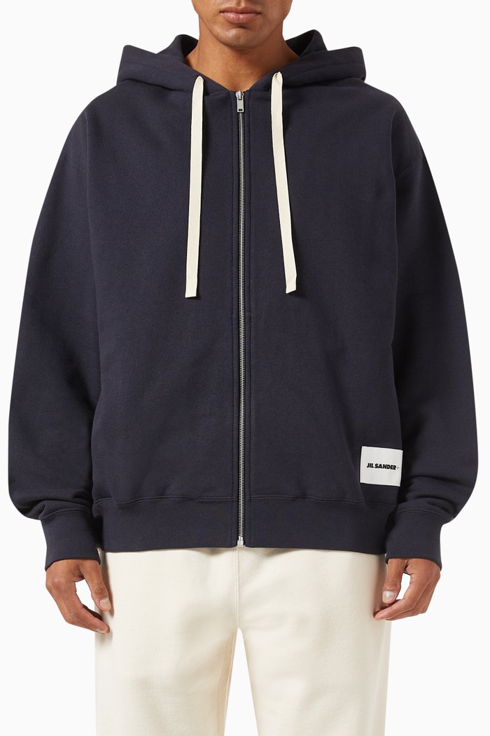 

Zip Hoodie in Cotton, Black