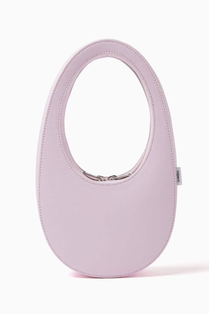 

Mini Swipe Shoulder Bag in Calf Leather, Pink