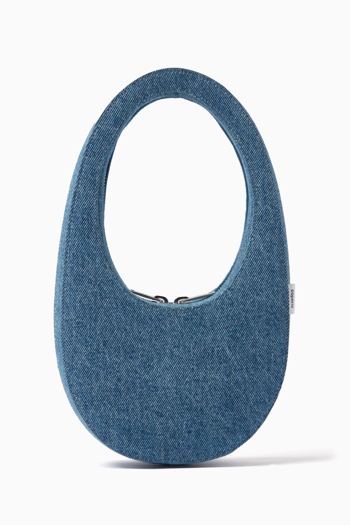 Mini Swipe Shoulder Bag in Denim, Blue