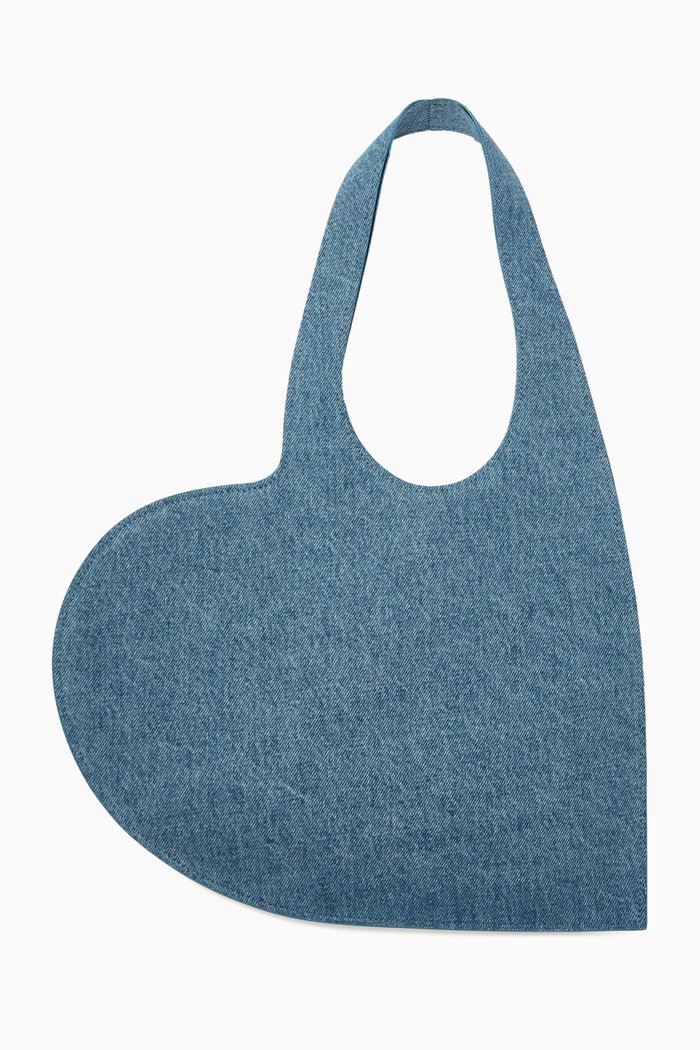 

Mini Heart Tote Bag in Denim, Blue