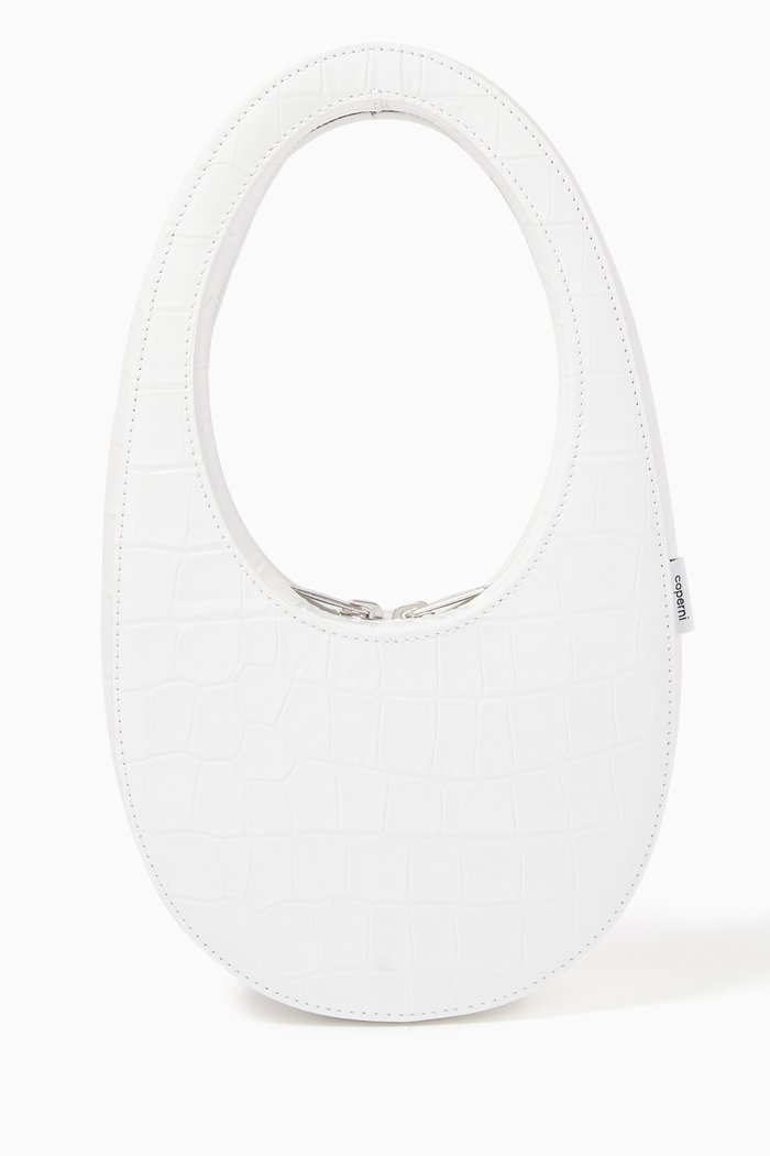 

Mini Swipe Bag in Croc-embossed Leather, White