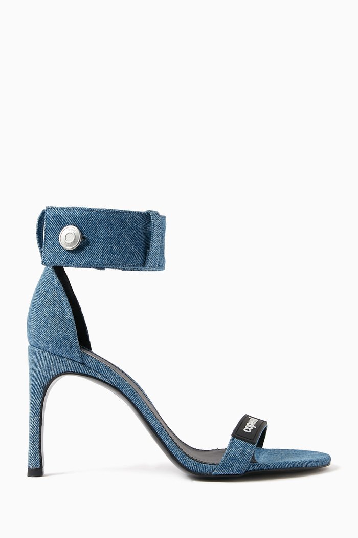 

Waistband Strap Logo Sandals in Denim, Blue