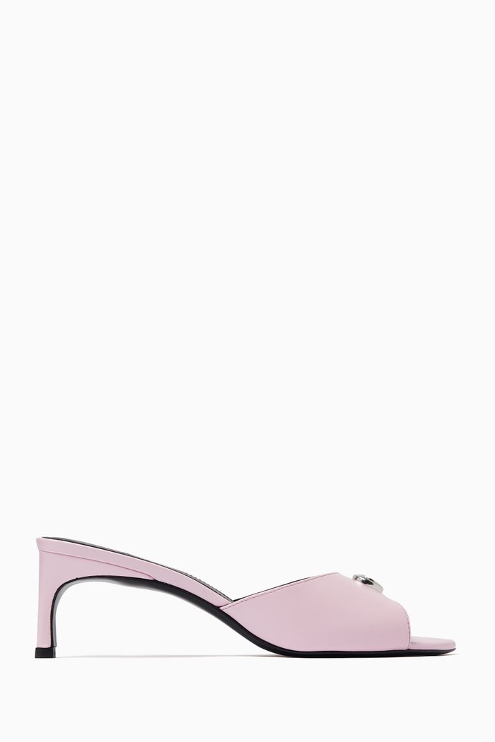 

Logo Plaque 60 Mules in Leather, Pink
