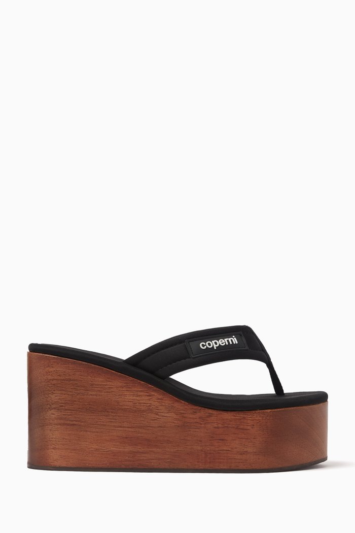 

Branded Wedge Sandals, Black