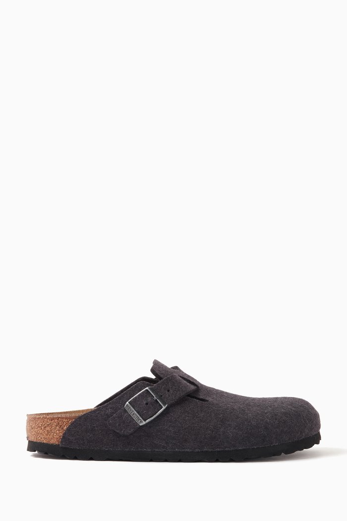 

Boston Clog Sandals in Wool-felt, Grey