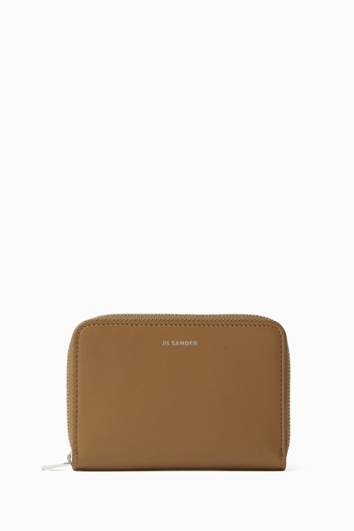Zip-around Wallet in Leather, Yellow