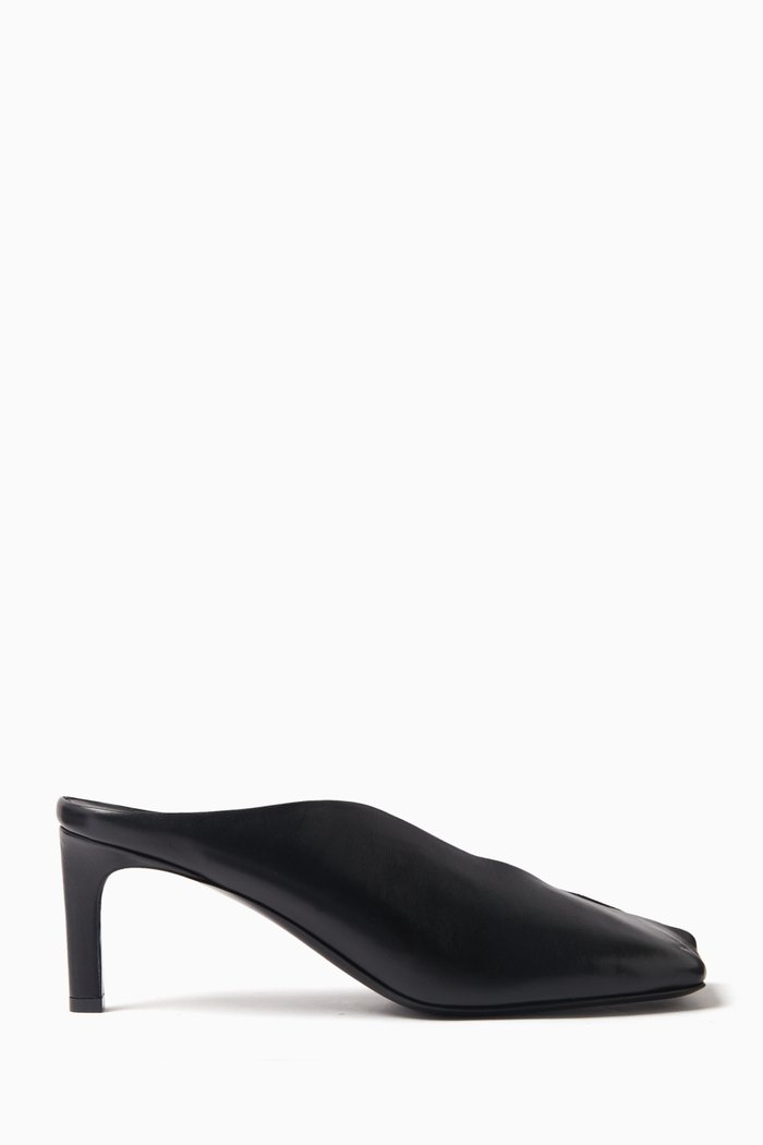 

Squared 75 Mules in Leather, Black