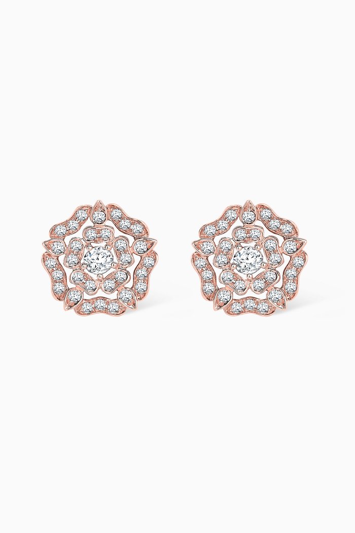 

Tudor Rose Mini Icons Diamond Stud Earrings in 18kt Rose Gold