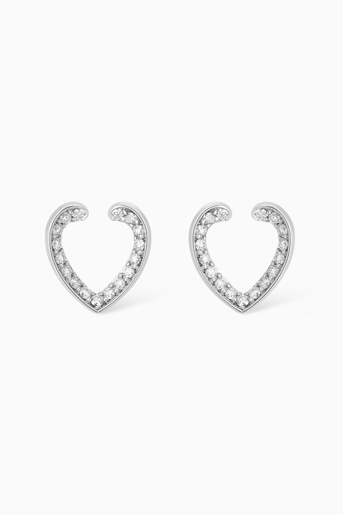 Aloria Mini Icons Diamond Earrings in 18kt White Gold