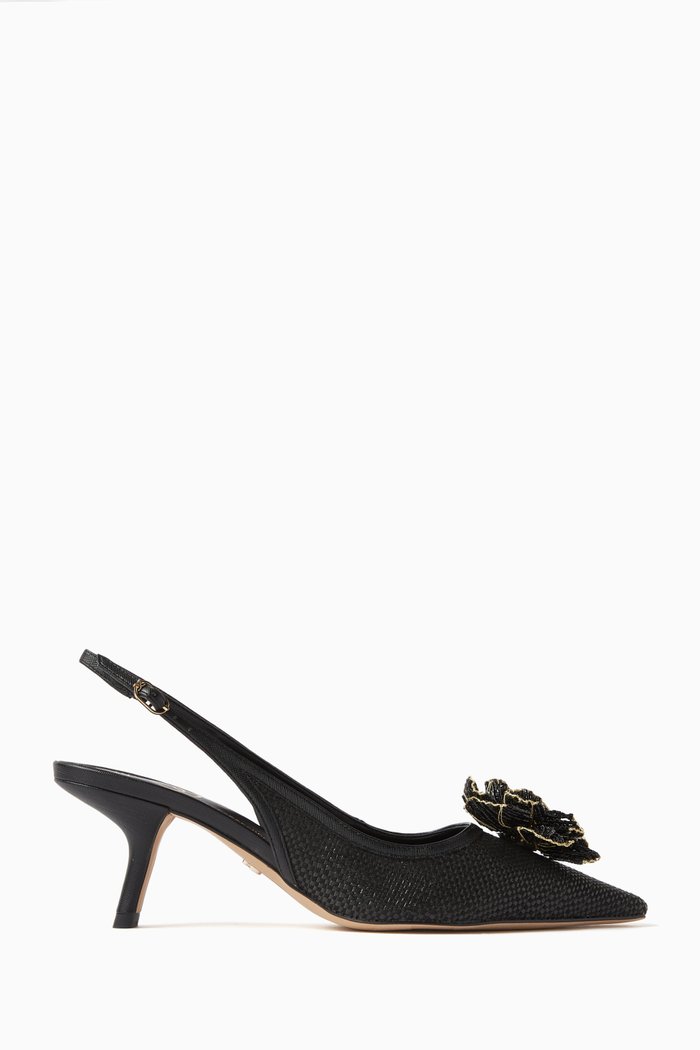 

Bianka Flora 60 Mules in Raffia, Black