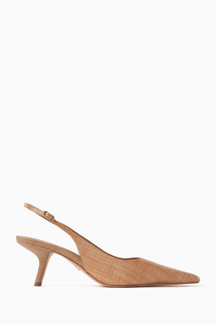 

Bianka 60 Slingback Mules in Raffia, Neutral