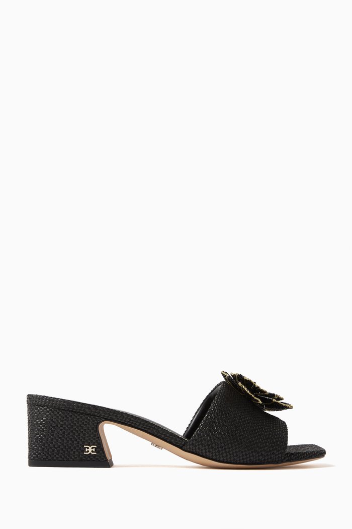 

Winsley Floral Mules in Raffia, Black
