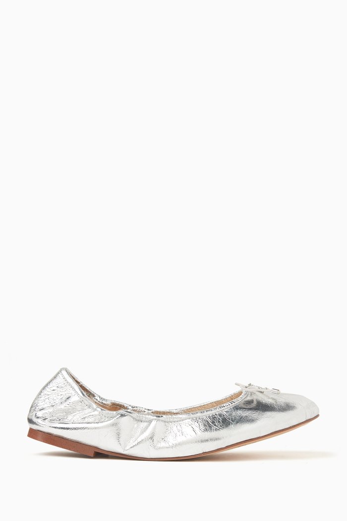 

Felicia Luxe Ballerina Flats in Metallic Leather, Silver