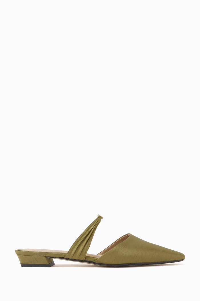 Judie Mules in Silk, Green