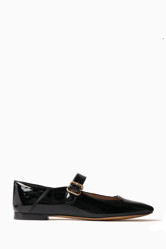 

Michaela Ballerina Flats in Patent Leather, Black