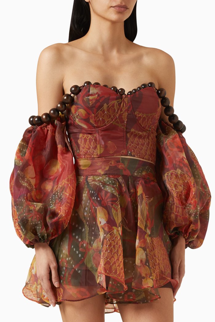 

Omma Crop Top in Organza, Multicolour