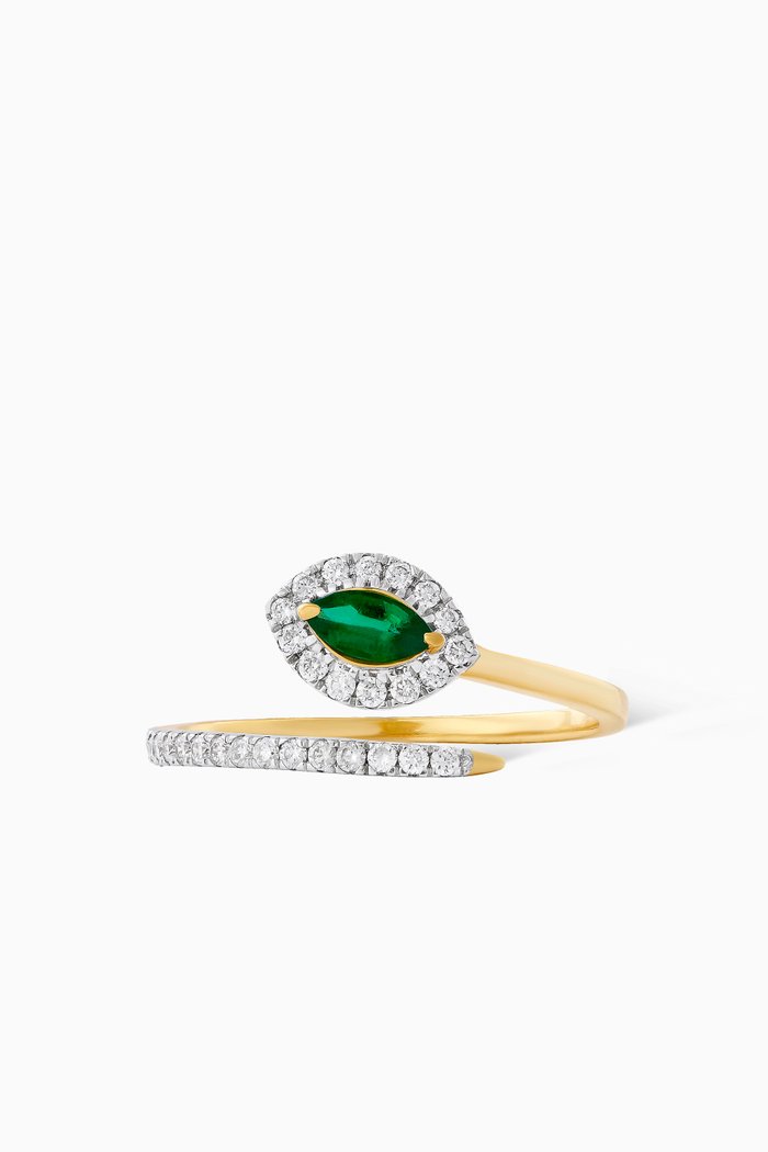 

Silvia Diamond & Emerald Ring in 18kt Gold, Green