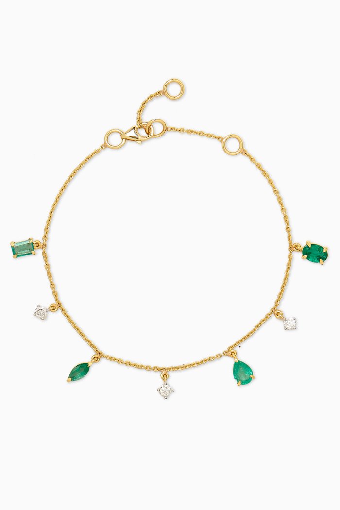 

Vania Diamond & Emerald Bracelet in 18kt Gold, Green
