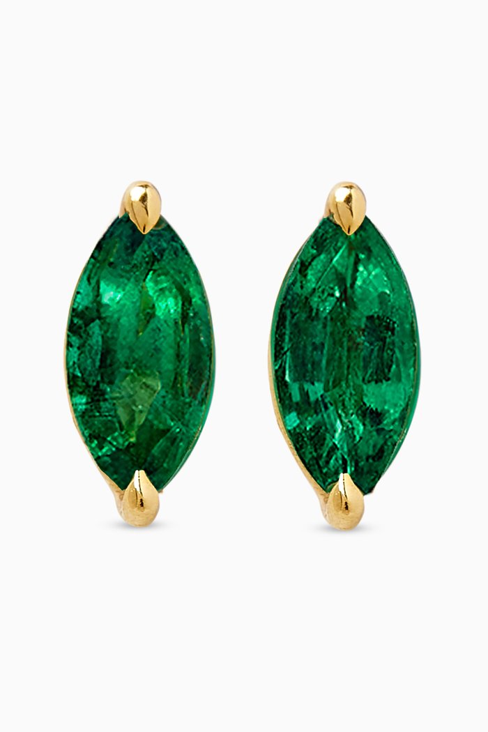 

Alice Emerald Stud Earrings in 18kt Gold, Green