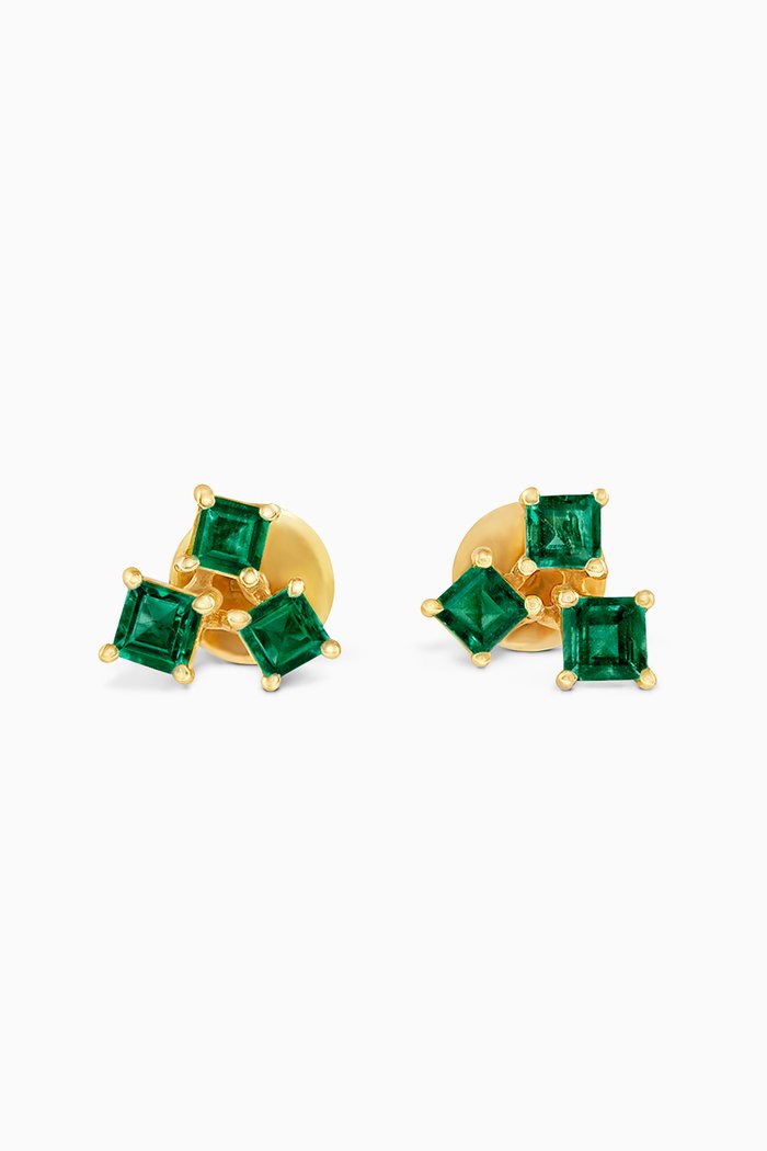 

Olive Emerald Earrings in 18kt Gold, Green