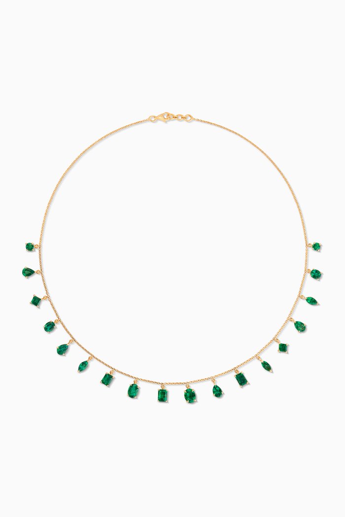 Kalie Emerald Necklace in 18kt Gold, Green