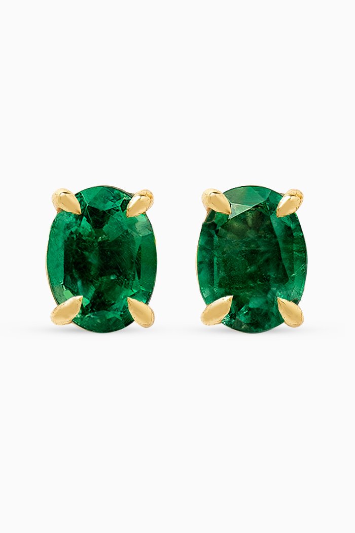 Allora Emerald Stud Earrings in 18kt Gold, Green