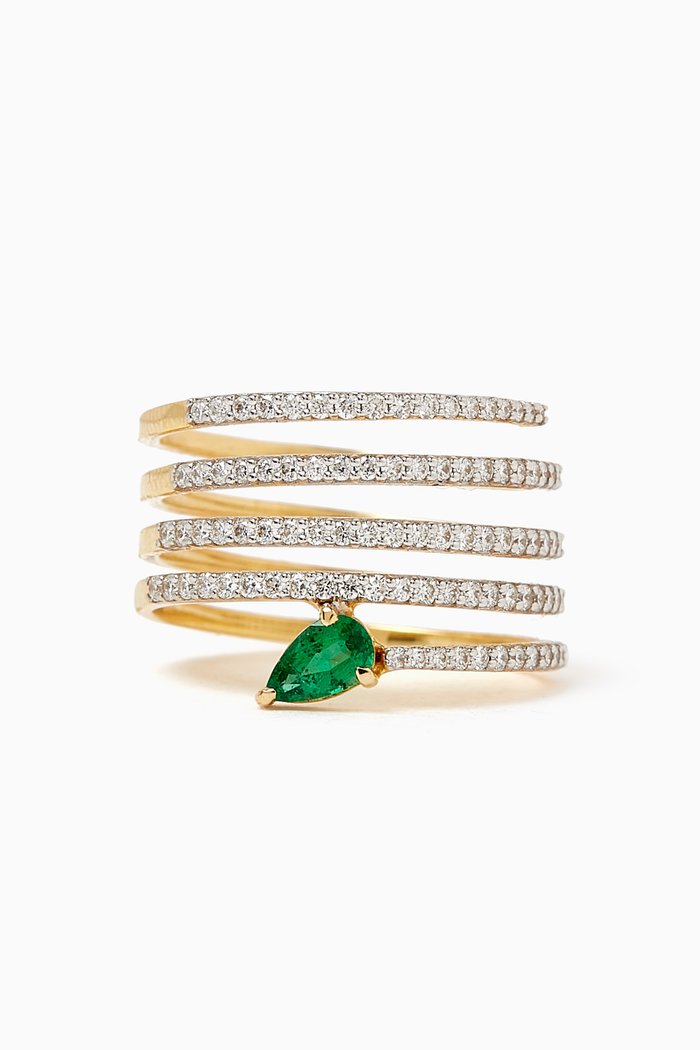 

Sienna Diamond & Emerald Ring in 18kt Gold, Green